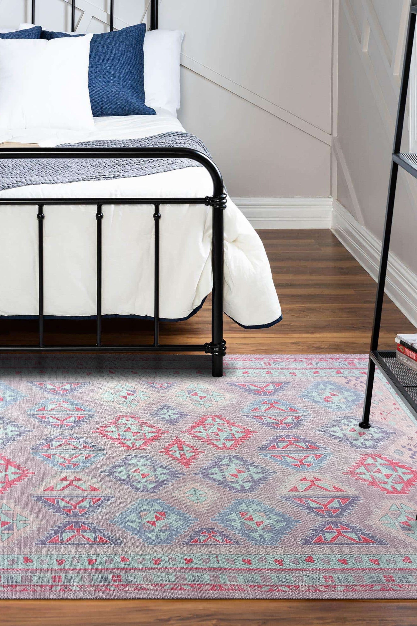 Alora Pink & Lavender Herki Vintage Oushak Rug