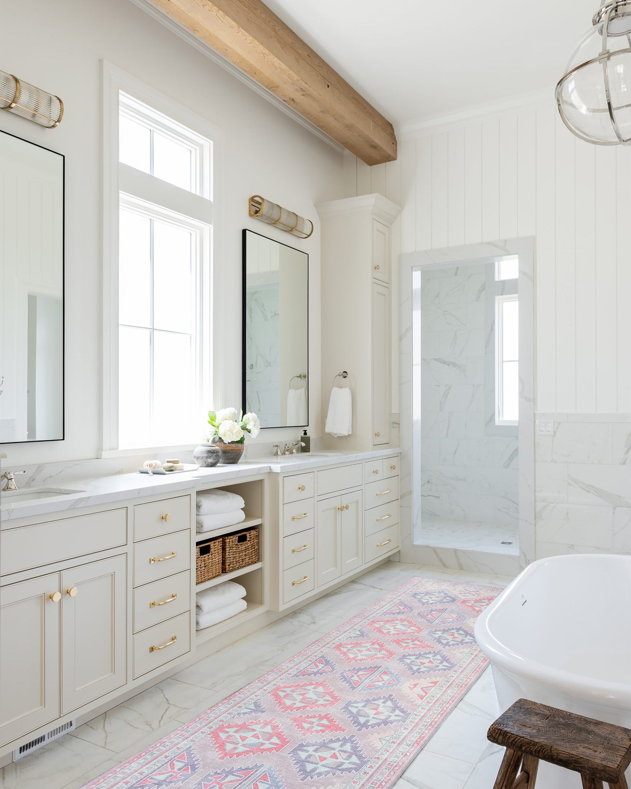 Alora Pink & Lavender Herki Vintage Oushak Rug