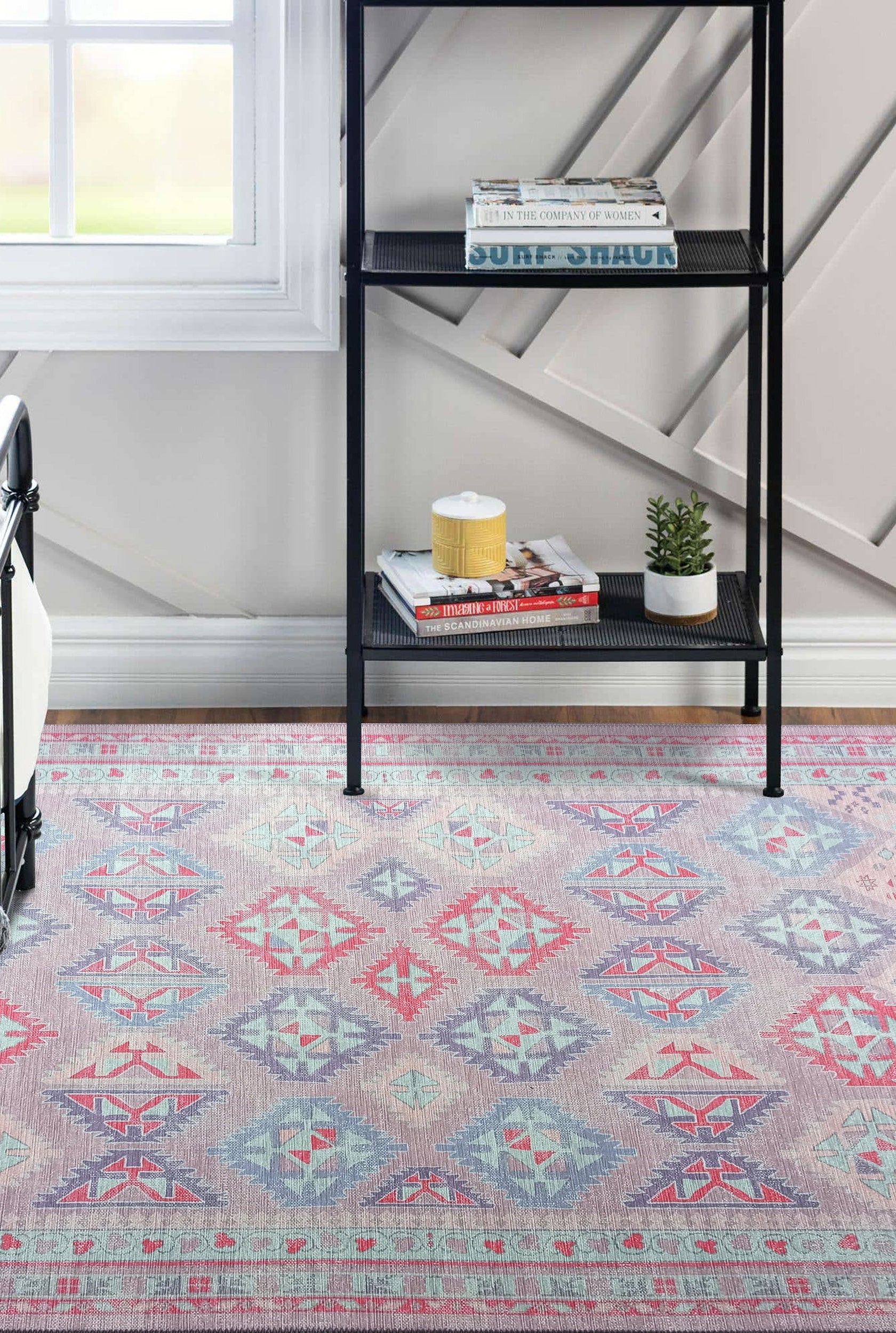 Alora Pink & Lavender Herki Vintage Oushak Rug