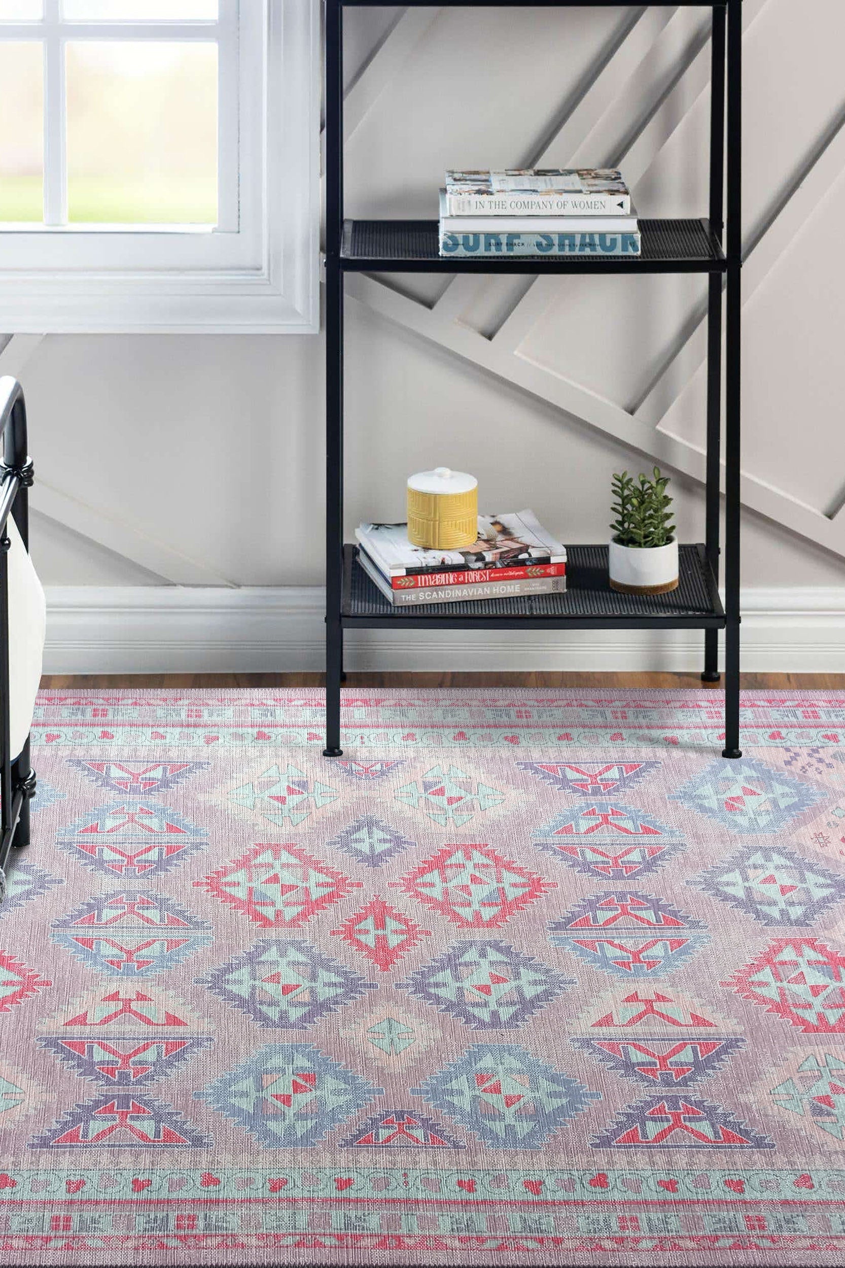 Alora Pink & Lavender Herki Vintage Oushak Rug