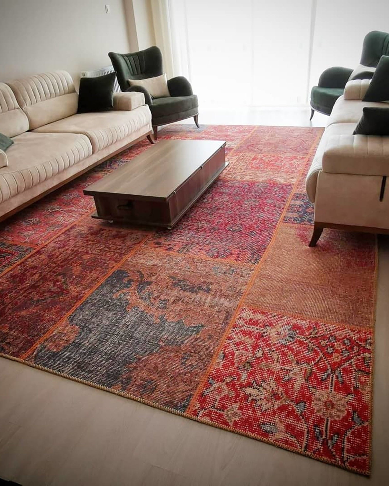 Alov Traditional Red & Navy Blue Rug