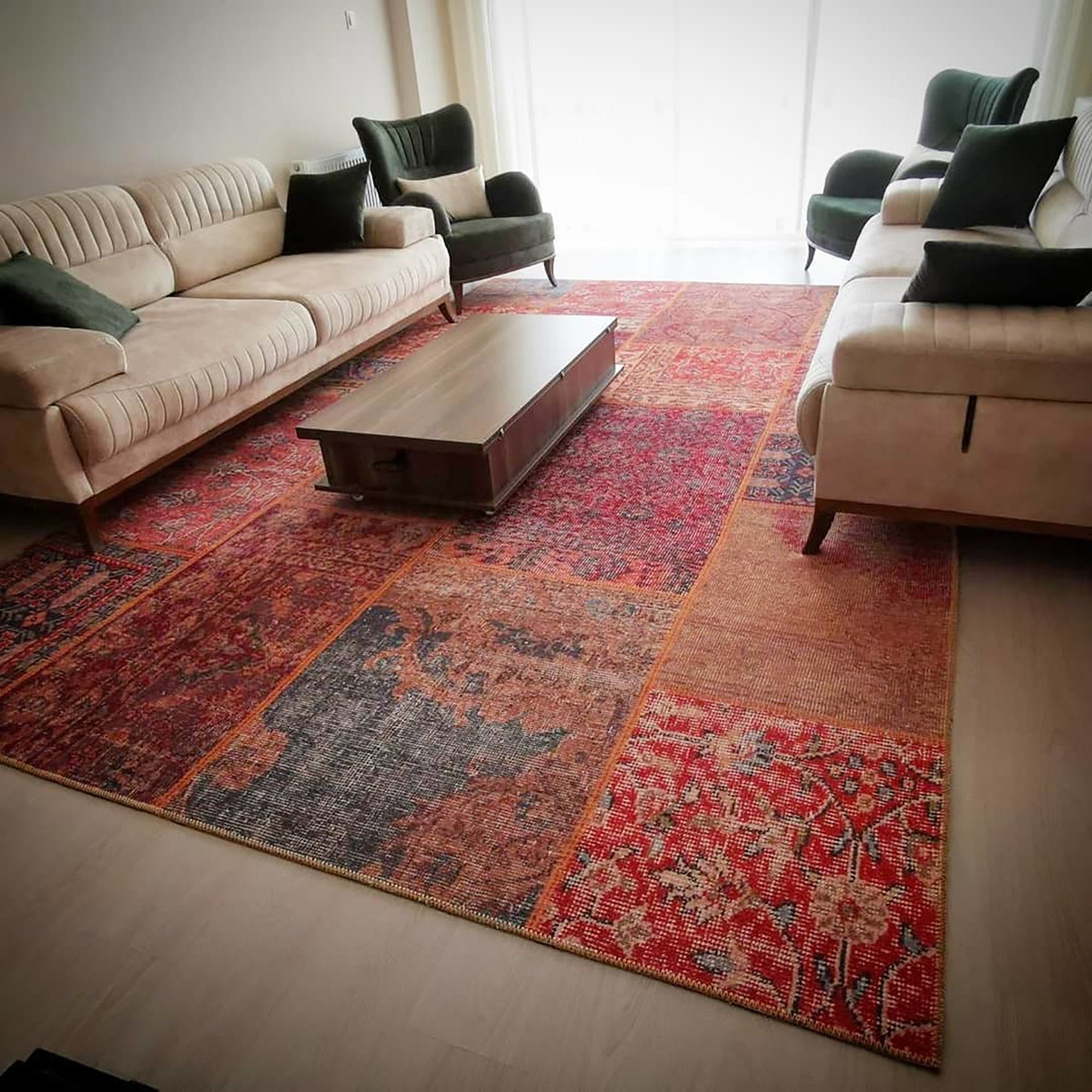 Alov Traditional Red & Navy Blue Rug