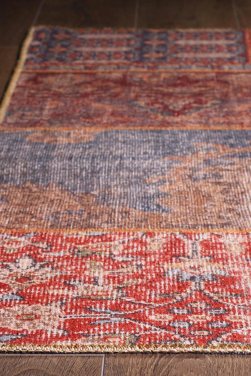 Alov Traditional Red & Navy Blue Rug