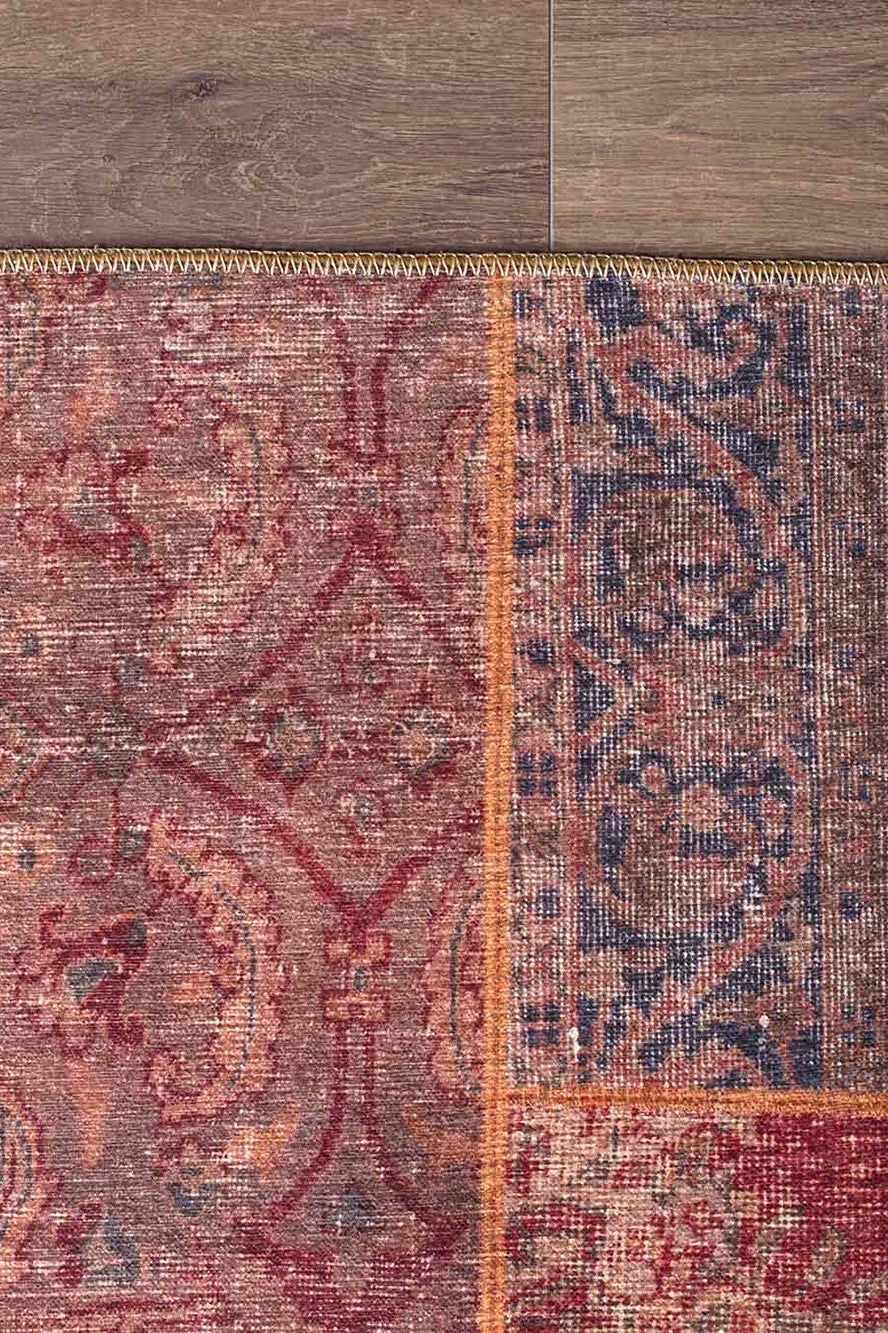 Alov Traditional Red & Navy Blue Rug