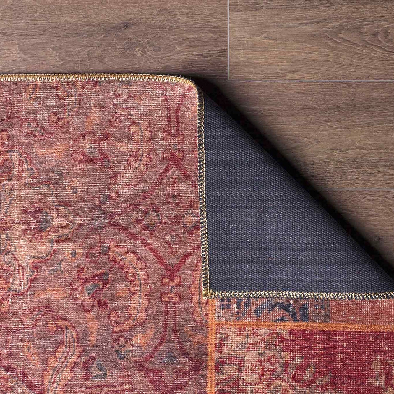 Alov Traditional Red & Navy Blue Rug