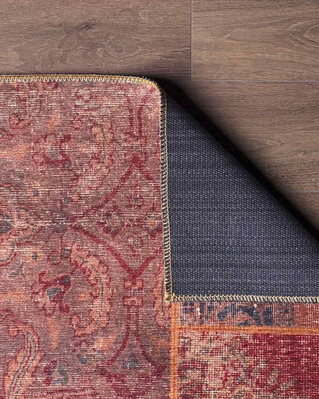 Alov Traditional Red & Navy Blue Rug