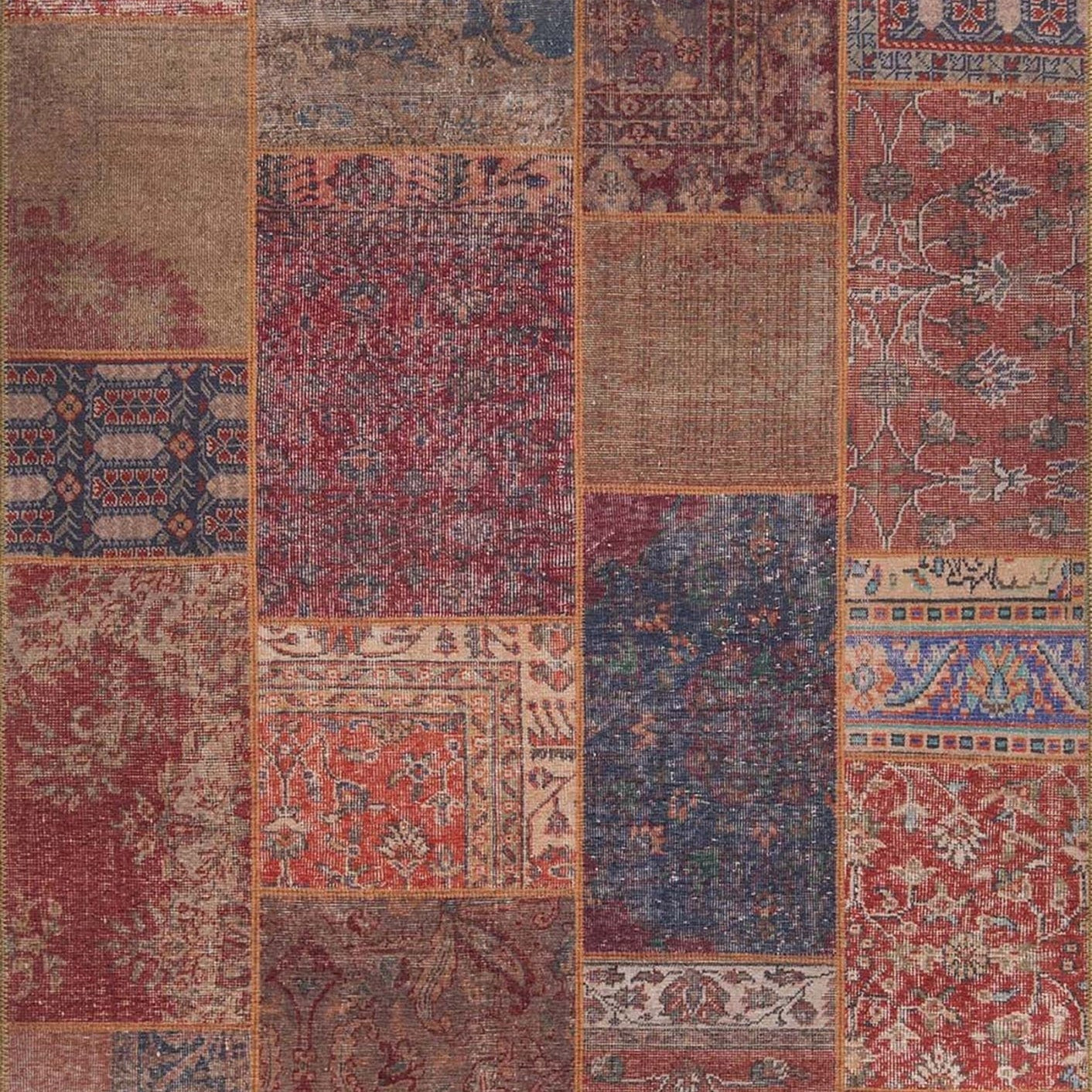 Alov Traditional Red & Navy Blue Rug