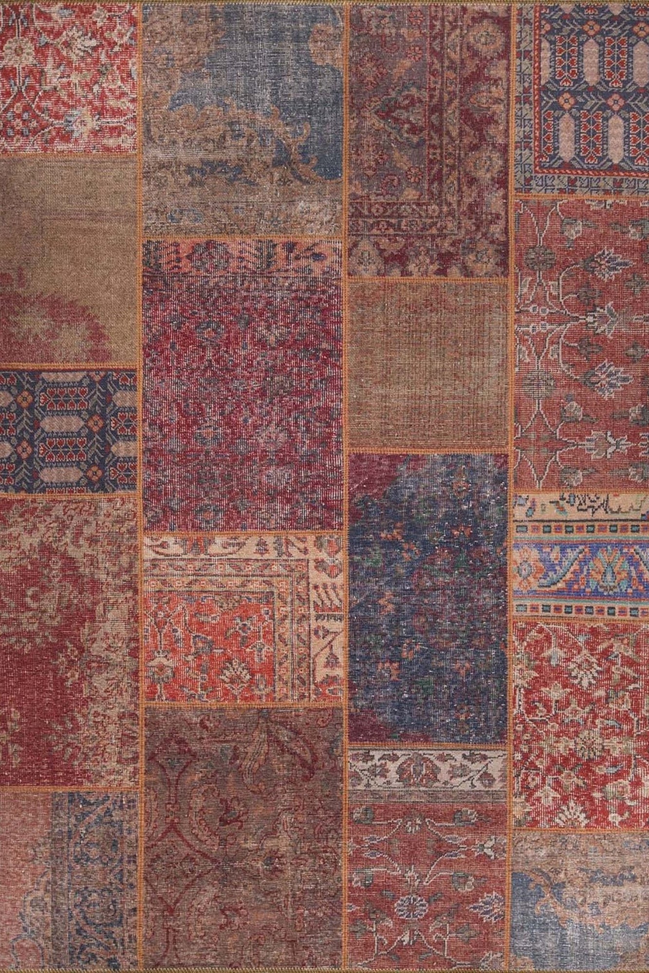 Alov Traditional Red & Navy Blue Rug