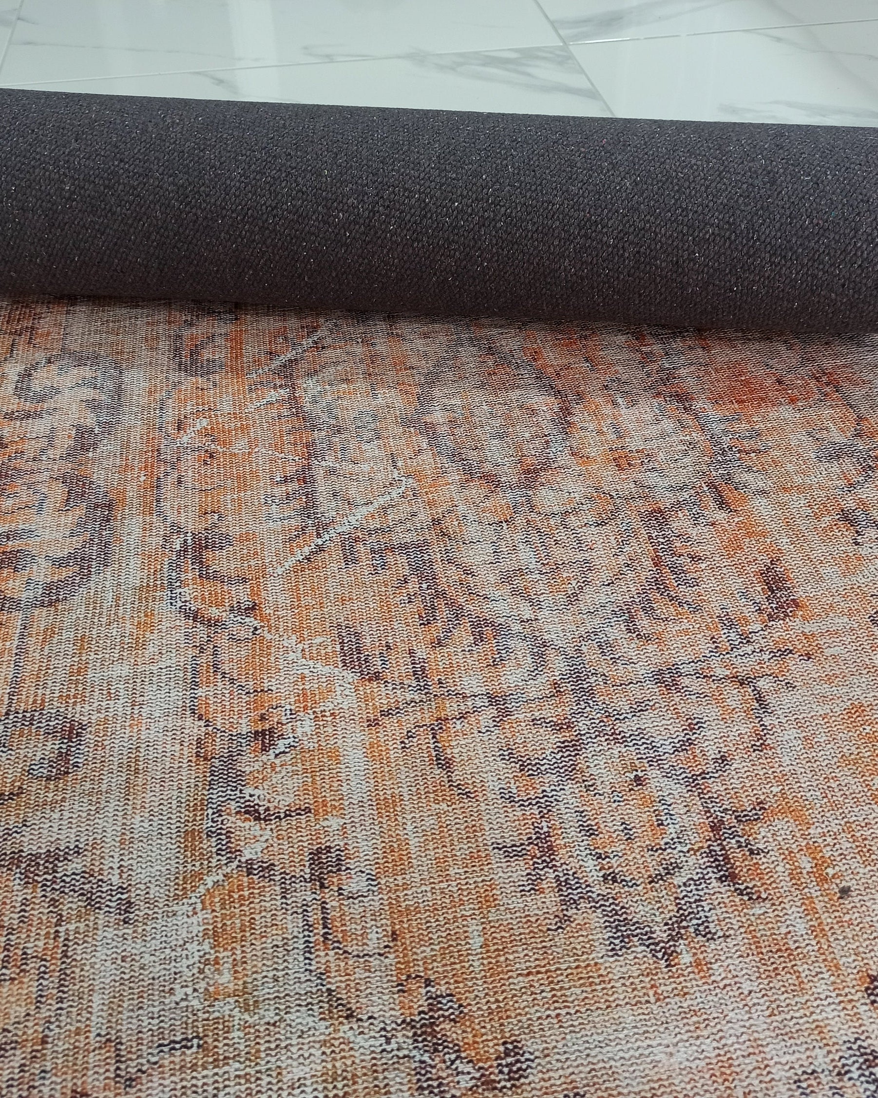 Alya2 Runner Turkish Vintage Faded Orange Runner Rug