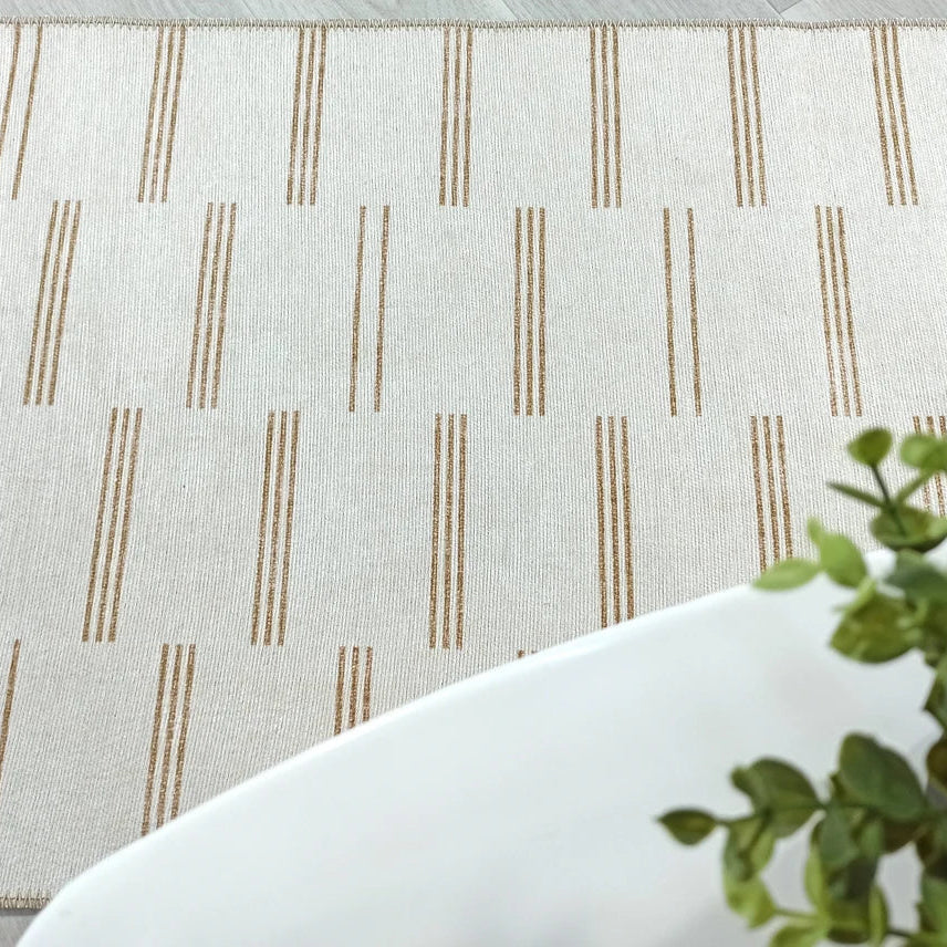 Ana Rug Turkish Neutral Striped Faded Beige Brown Rug