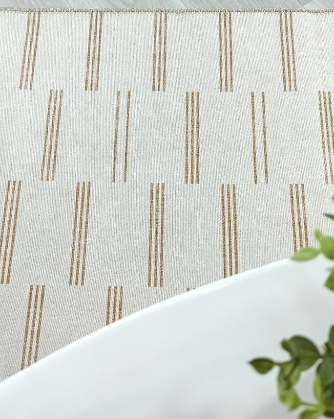 Ana Rug Turkish Neutral Striped Faded Beige Brown Rug