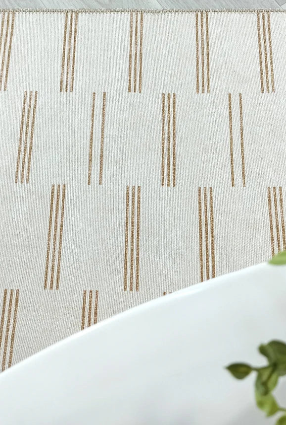 Ana Rug Turkish Neutral Striped Faded Beige Brown Rug