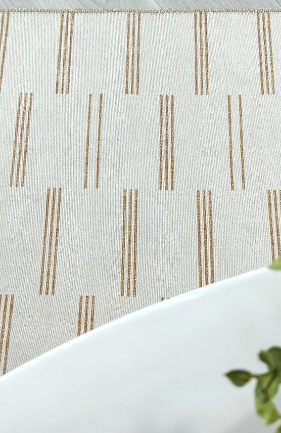 Ana Rug Turkish Neutral Striped Faded Beige Brown Rug