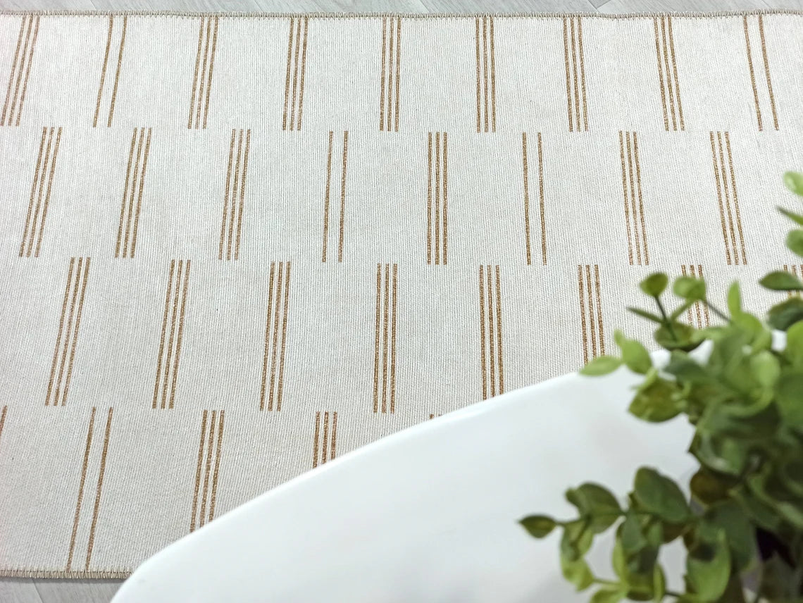 Ana Rug Turkish Neutral Striped Faded Beige Brown Rug