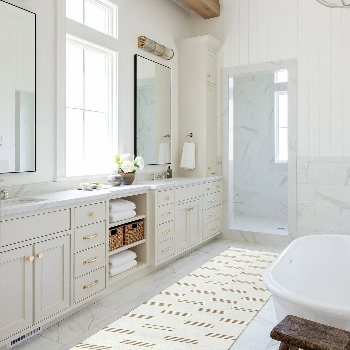 Ana Rug Turkish Neutral Striped Faded Beige Brown Rug