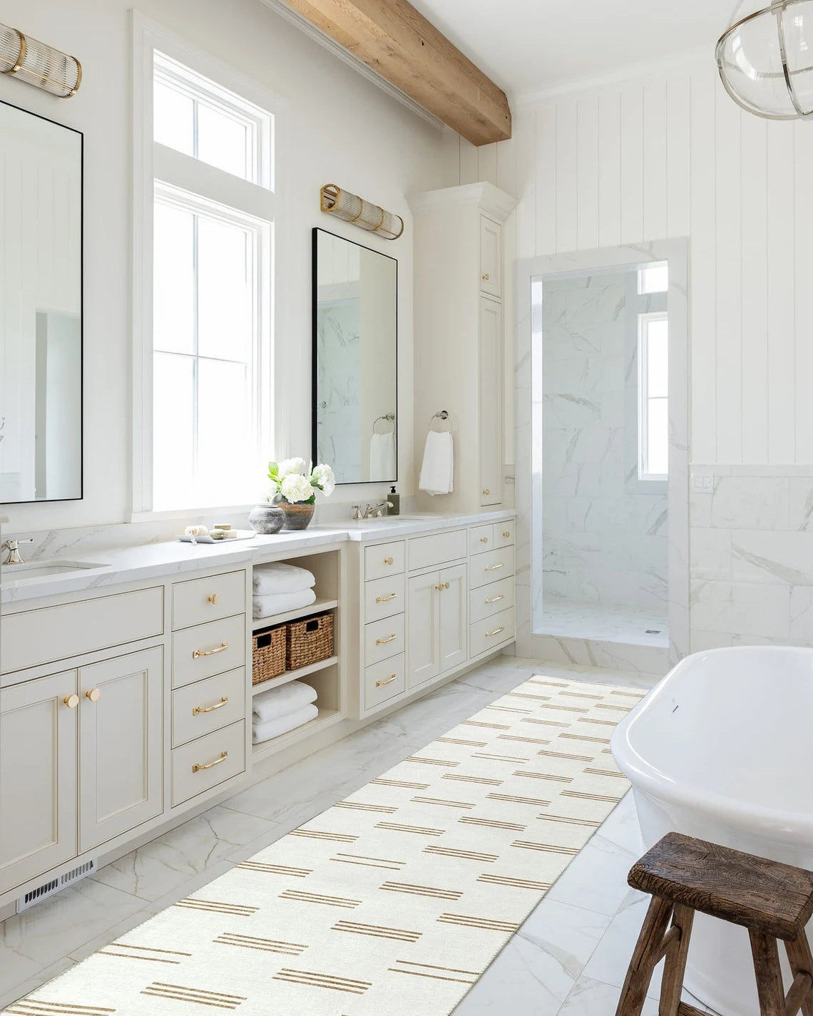 Ana Rug Turkish Neutral Striped Faded Beige Brown Rug