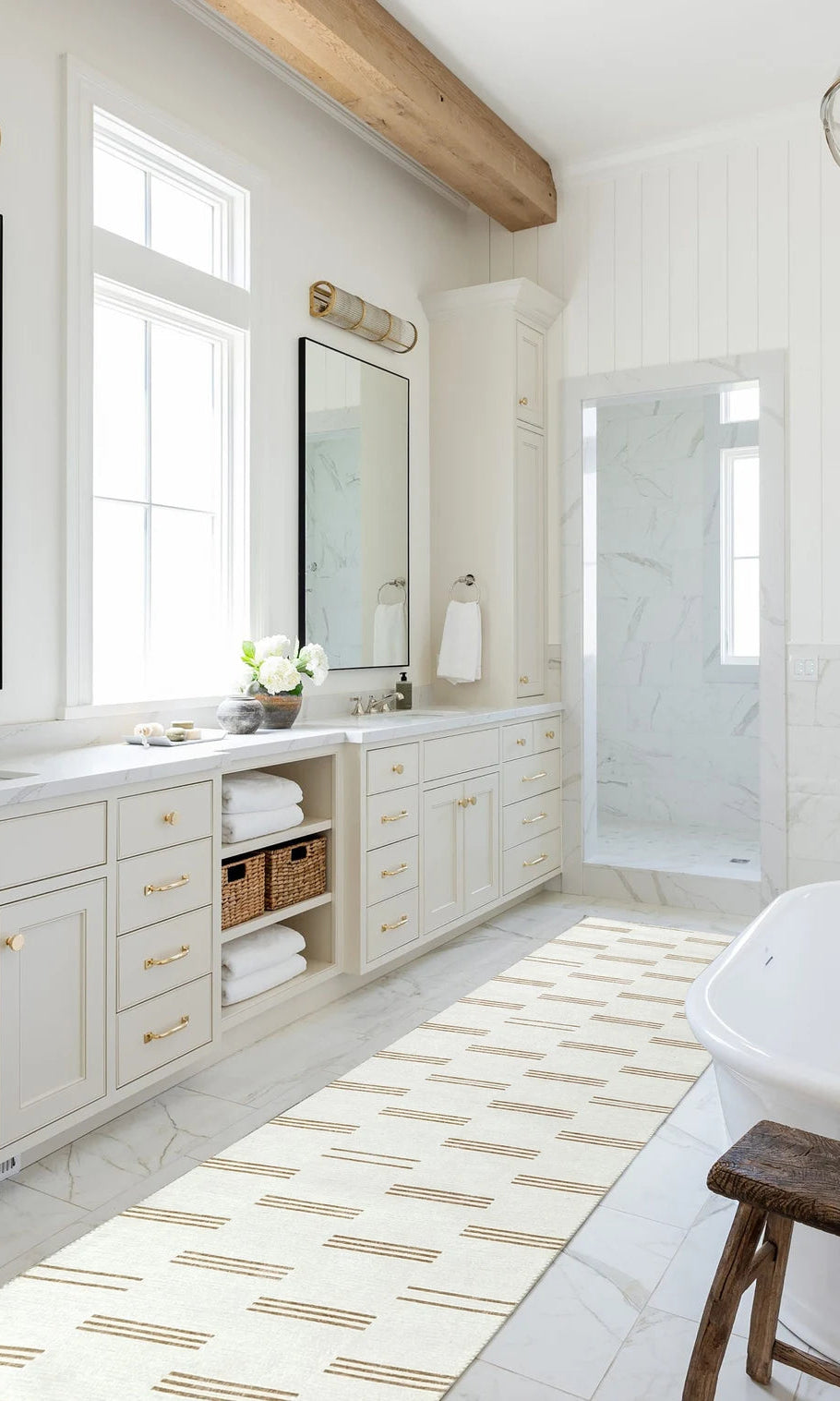 Ana Rug Turkish Neutral Striped Faded Beige Brown Rug