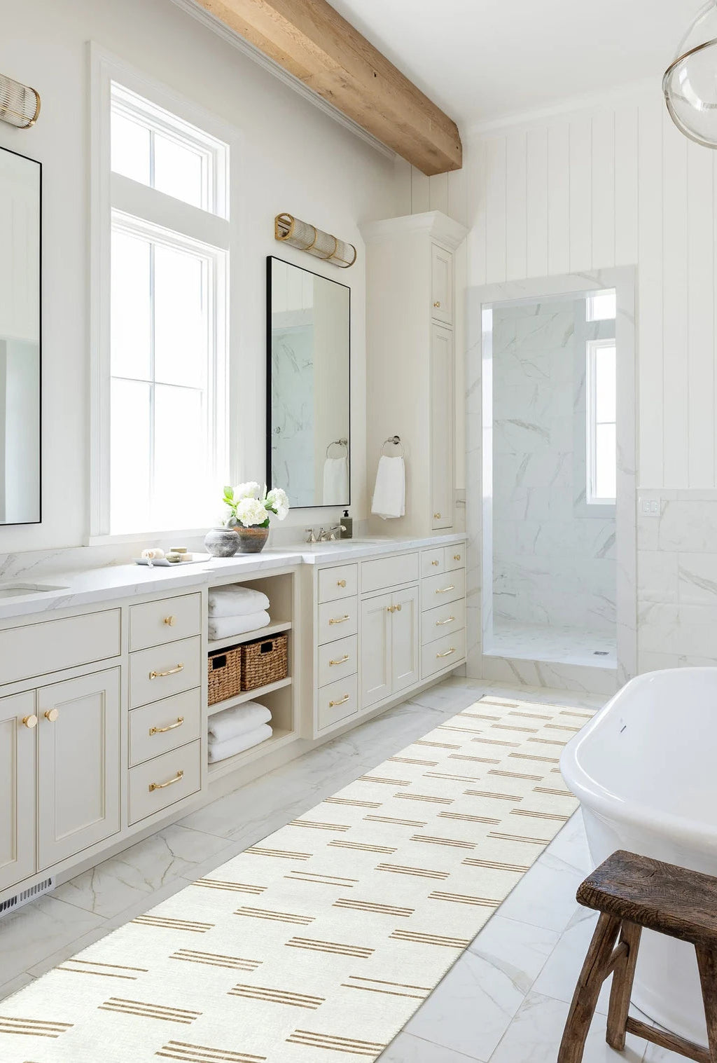 Ana Rug Turkish Neutral Striped Faded Beige Brown Rug