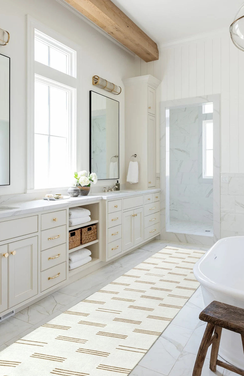 Ana Rug Turkish Neutral Striped Faded Beige Brown Rug