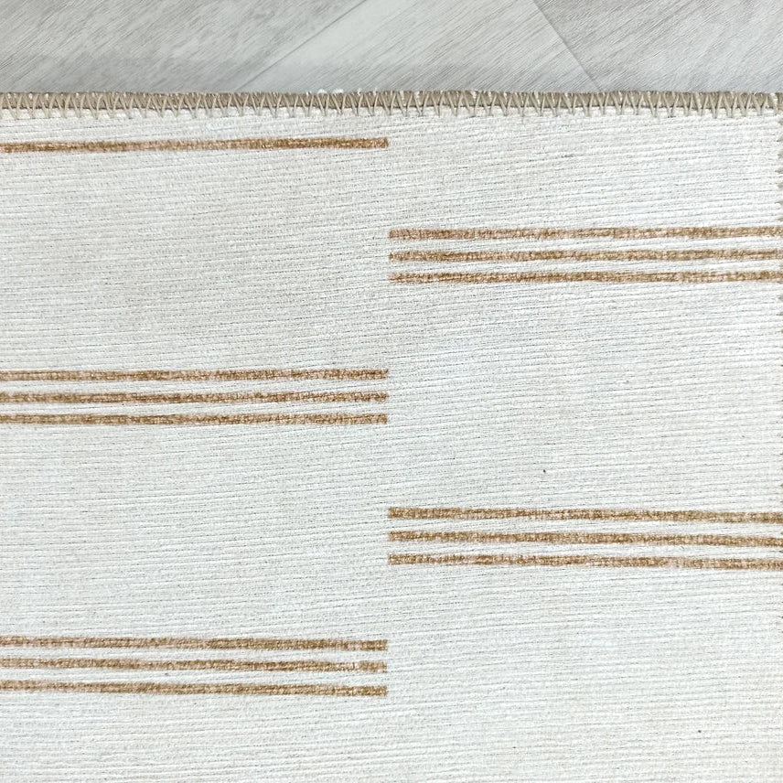 Ana Rug Turkish Neutral Striped Faded Beige Brown Rug