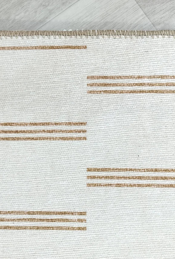 Ana Rug Turkish Neutral Striped Faded Beige Brown Rug