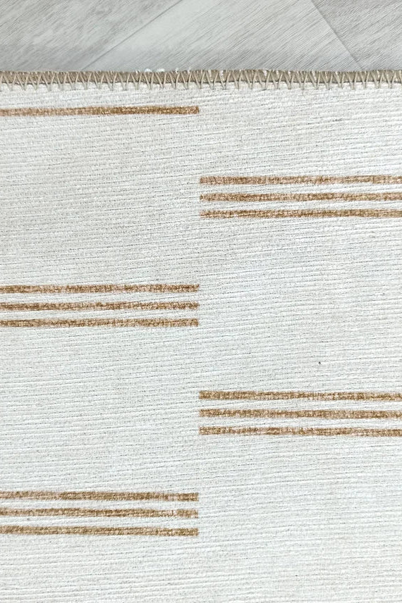 Ana Rug Turkish Neutral Striped Faded Beige Brown Rug