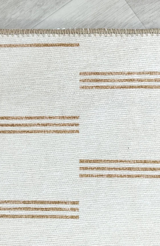 Ana Rug Turkish Neutral Striped Faded Beige Brown Rug