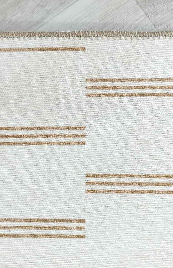 Ana Rug Turkish Neutral Striped Faded Beige Brown Rug