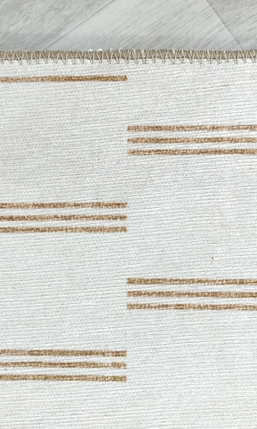 Ana Rug Turkish Neutral Striped Faded Beige Brown Rug