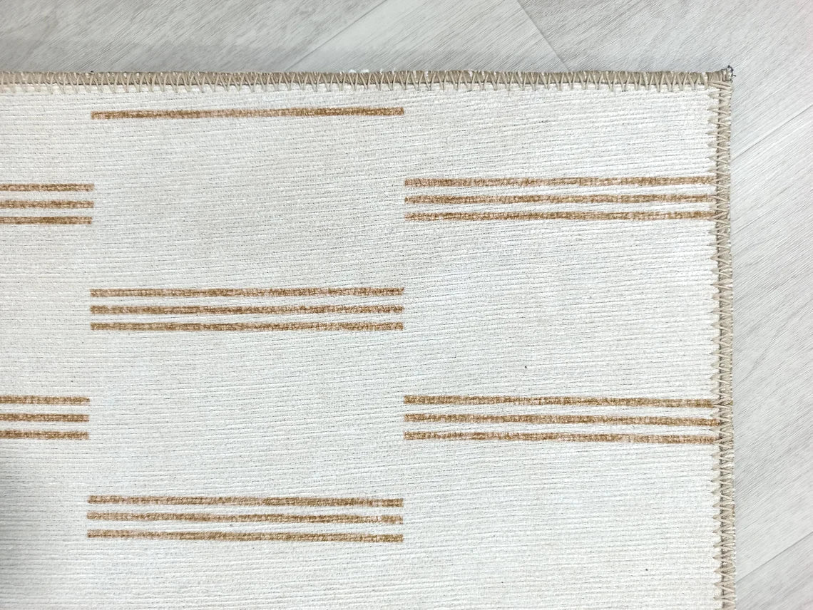 Ana Rug Turkish Neutral Striped Faded Beige Brown Rug