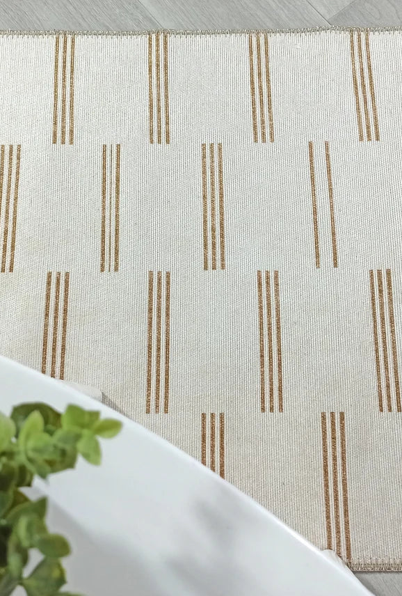 Ana Rug Turkish Neutral Striped Faded Beige Brown Rug