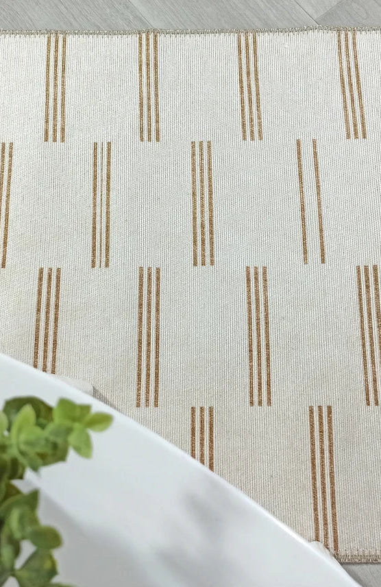 Ana Rug Turkish Neutral Striped Faded Beige Brown Rug