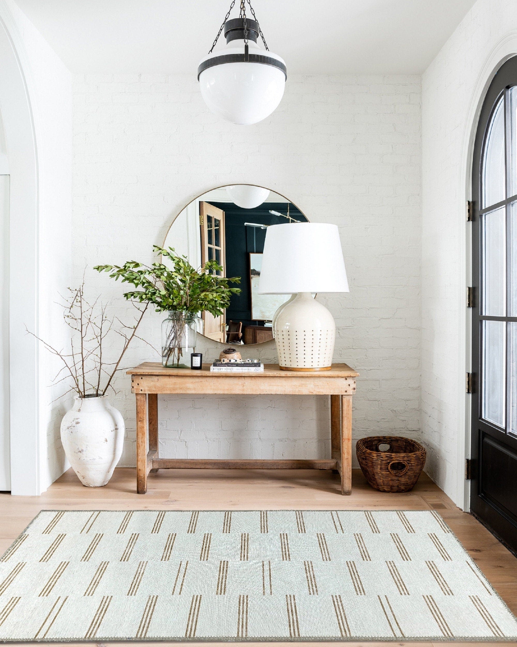 Ana Rug Turkish Neutral Striped Faded Beige Brown Rug