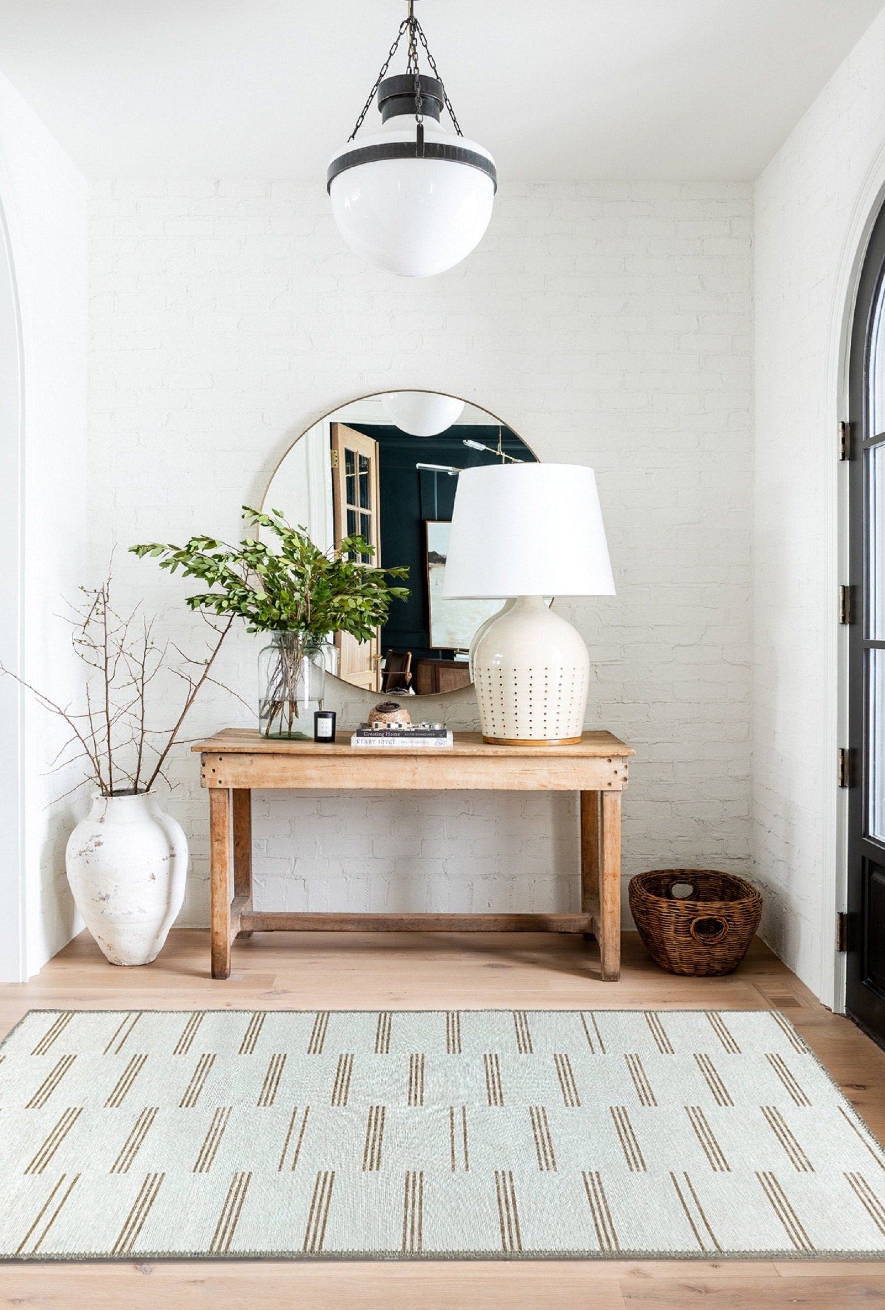 Ana Rug Turkish Neutral Striped Faded Beige Brown Rug