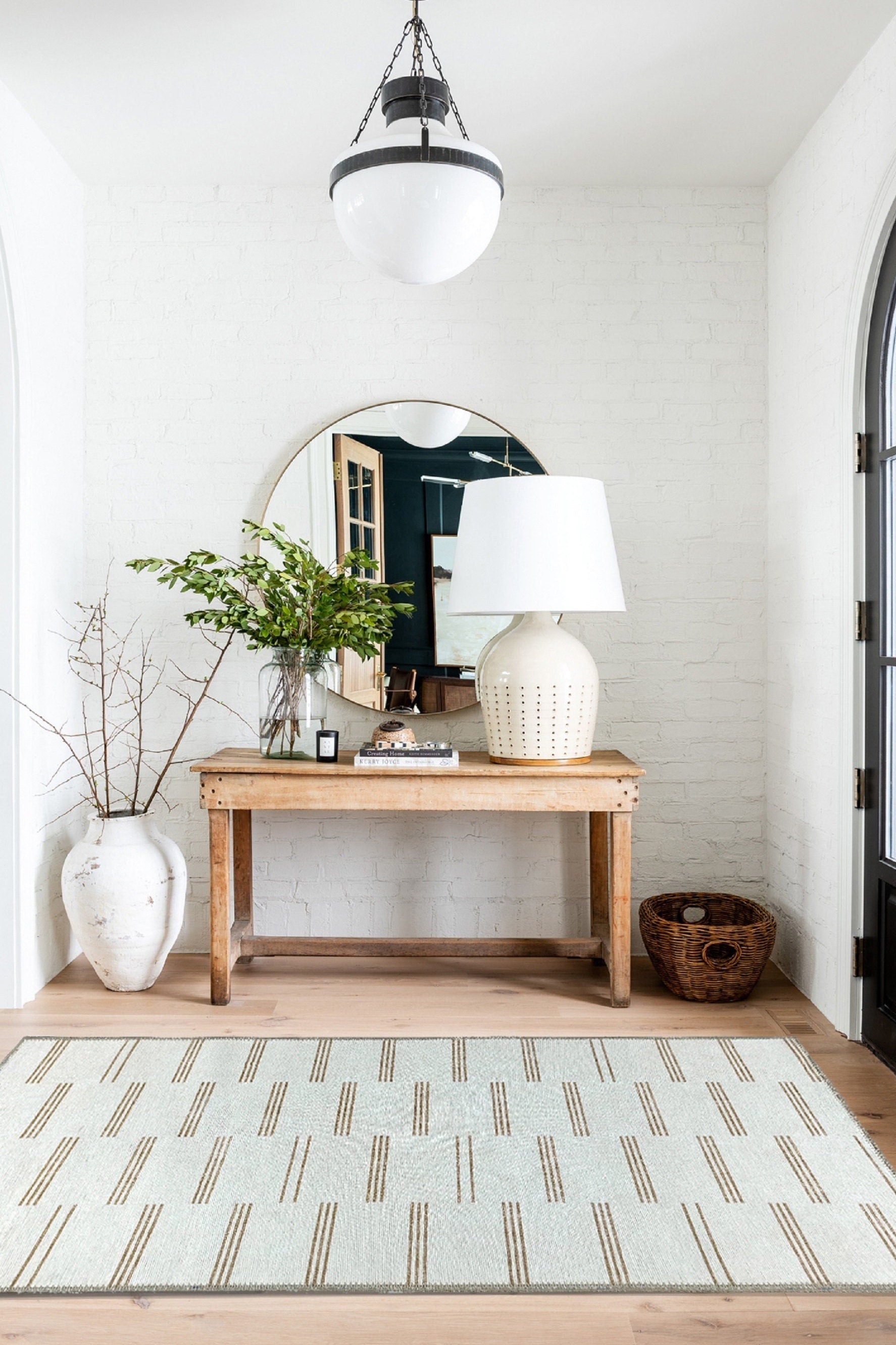 Ana Rug Turkish Neutral Striped Faded Beige Brown Rug