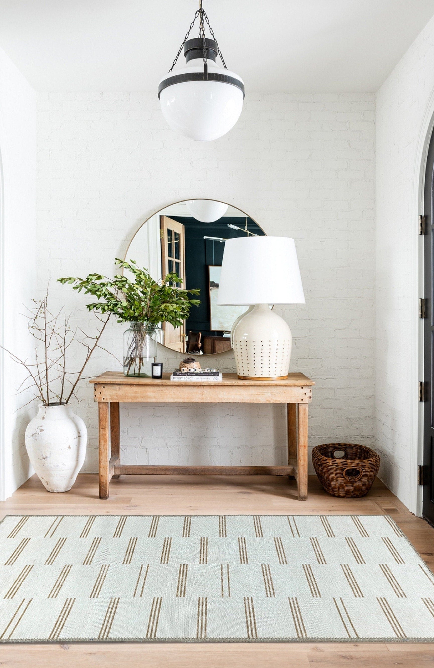 Ana Rug Turkish Neutral Striped Faded Beige Brown Rug