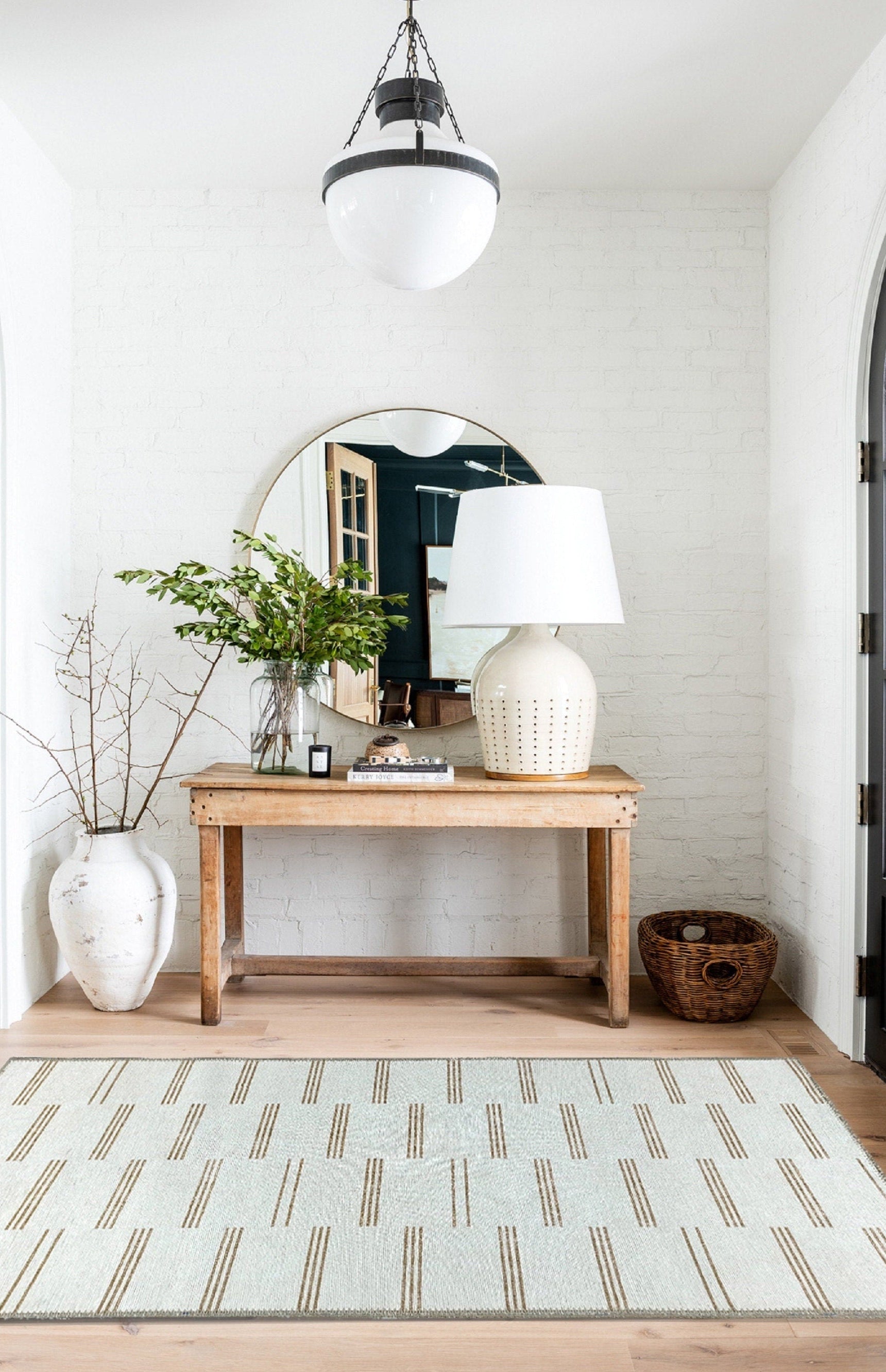 Ana Rug Turkish Neutral Striped Faded Beige Brown Rug