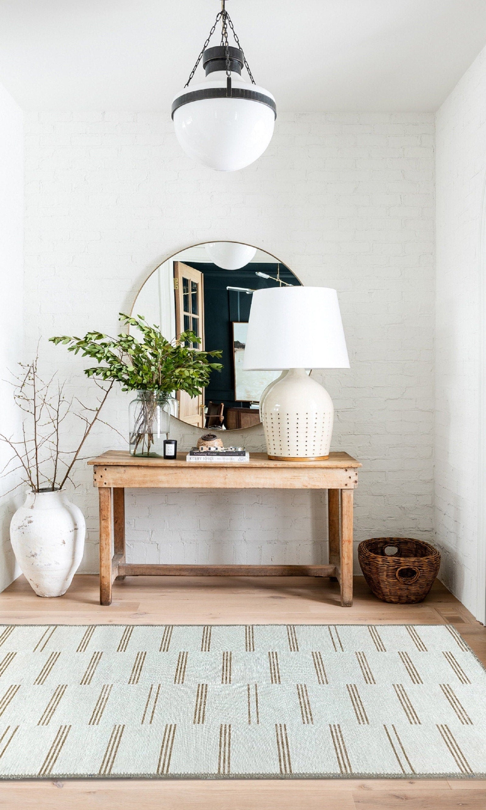 Ana Rug Turkish Neutral Striped Faded Beige Brown Rug