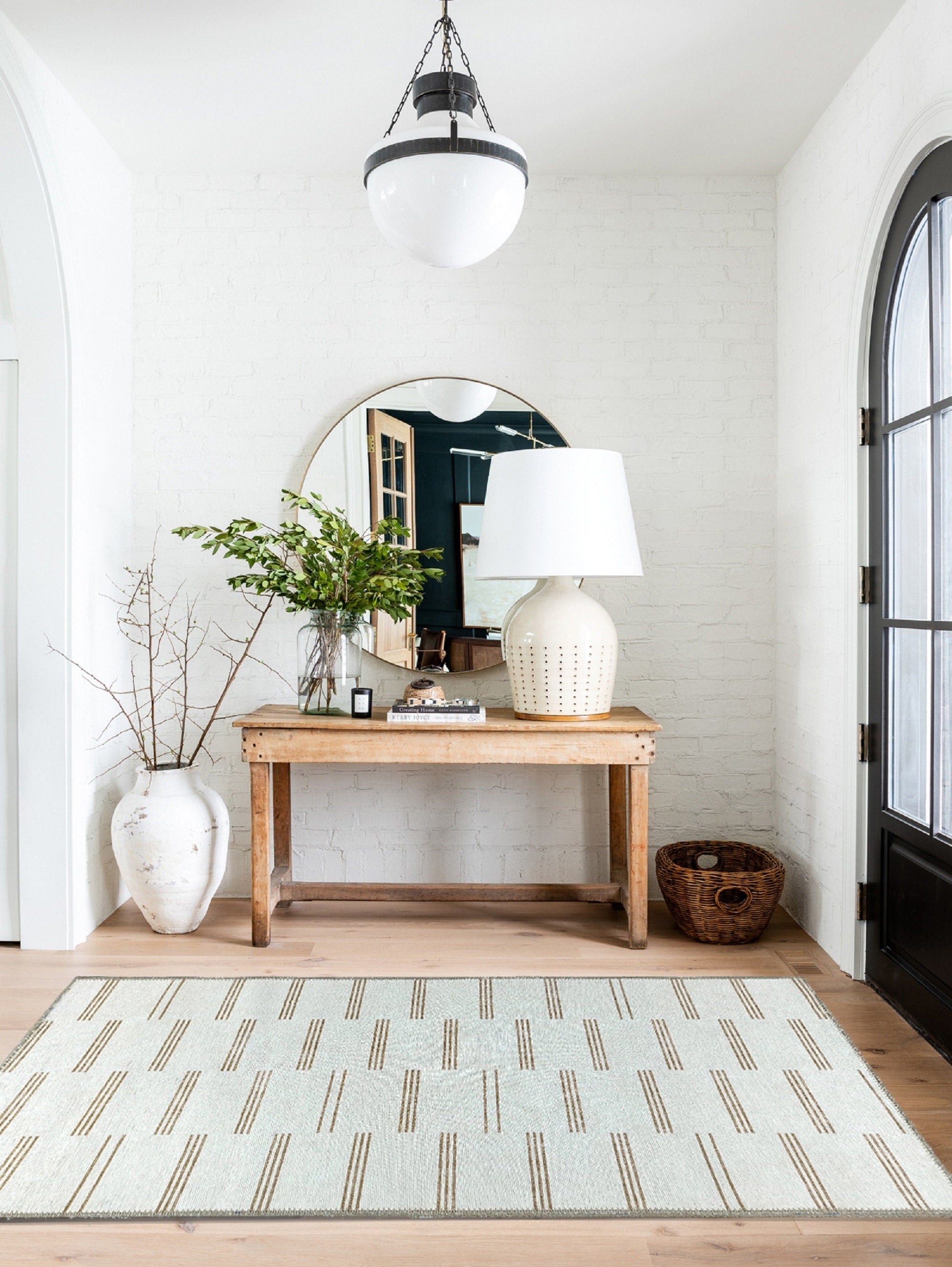 Ana Rug Turkish Neutral Striped Faded Beige Brown Rug