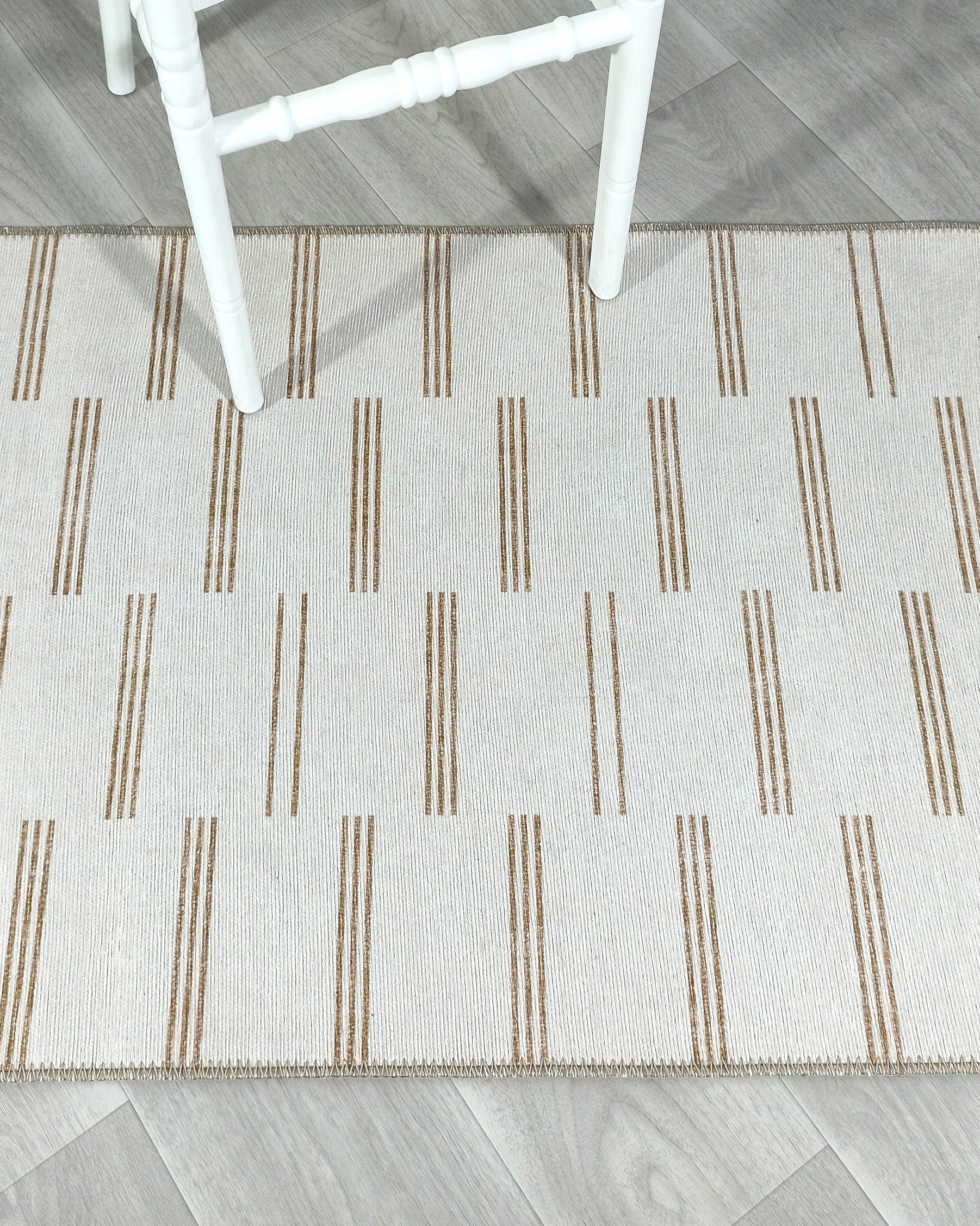 Ana Rug Turkish Neutral Striped Faded Beige Brown Rug