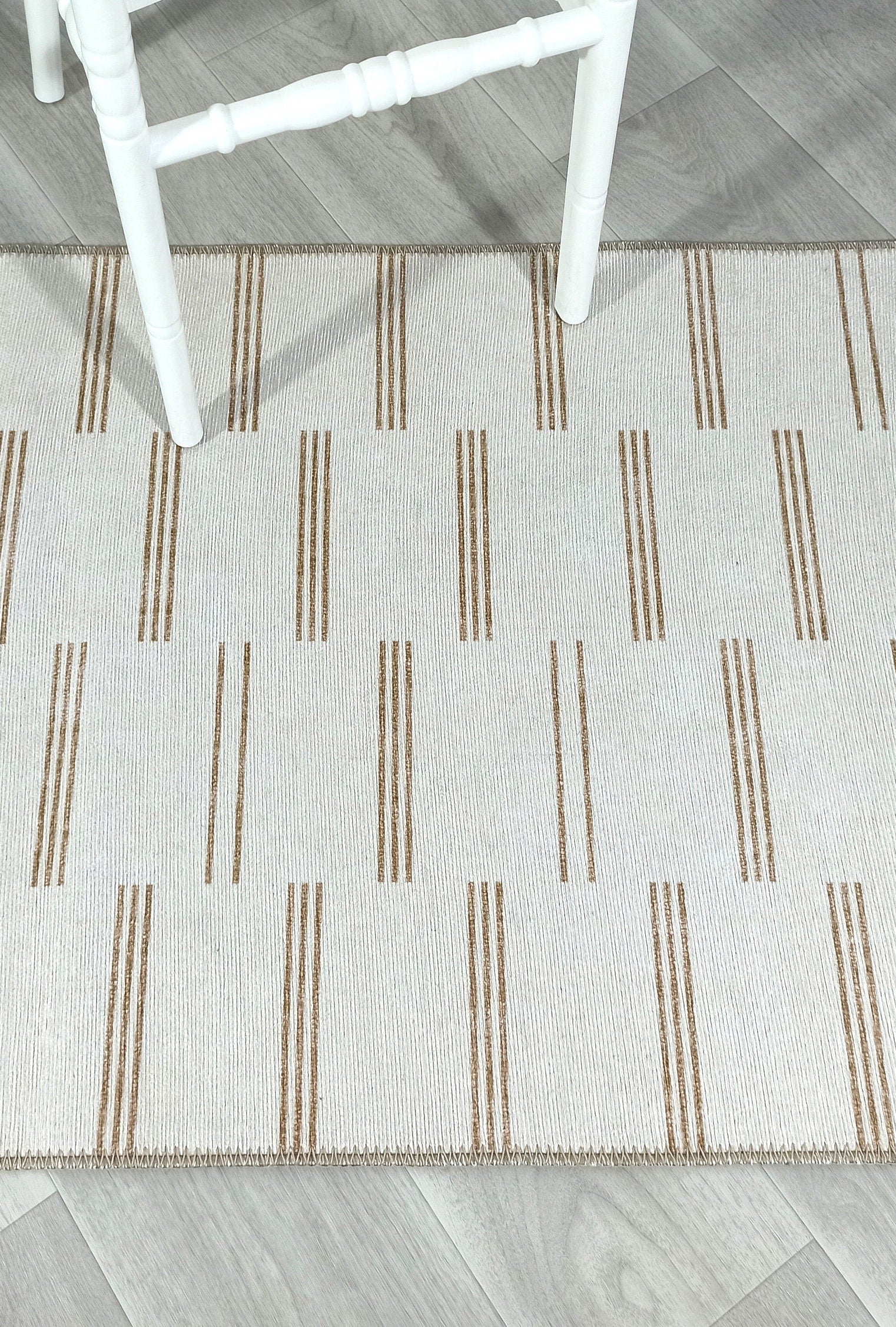 Ana Rug Turkish Neutral Striped Faded Beige Brown Rug