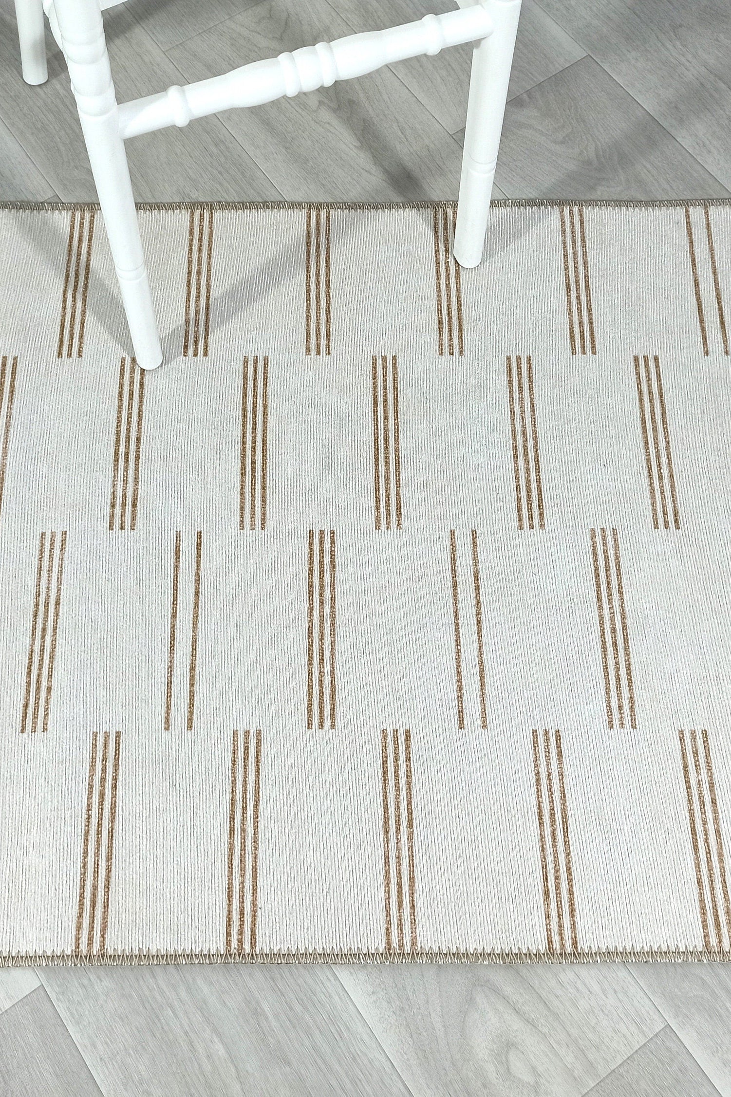 Ana Rug Turkish Neutral Striped Faded Beige Brown Rug