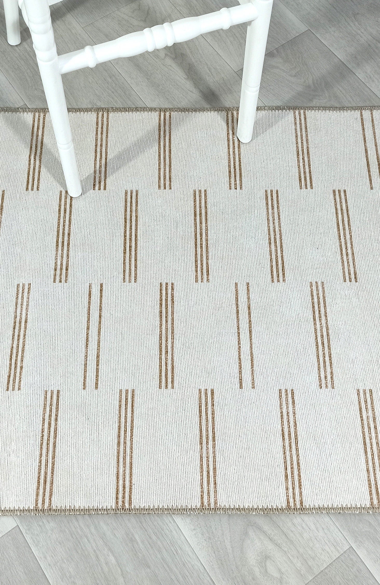 Ana Rug Turkish Neutral Striped Faded Beige Brown Rug