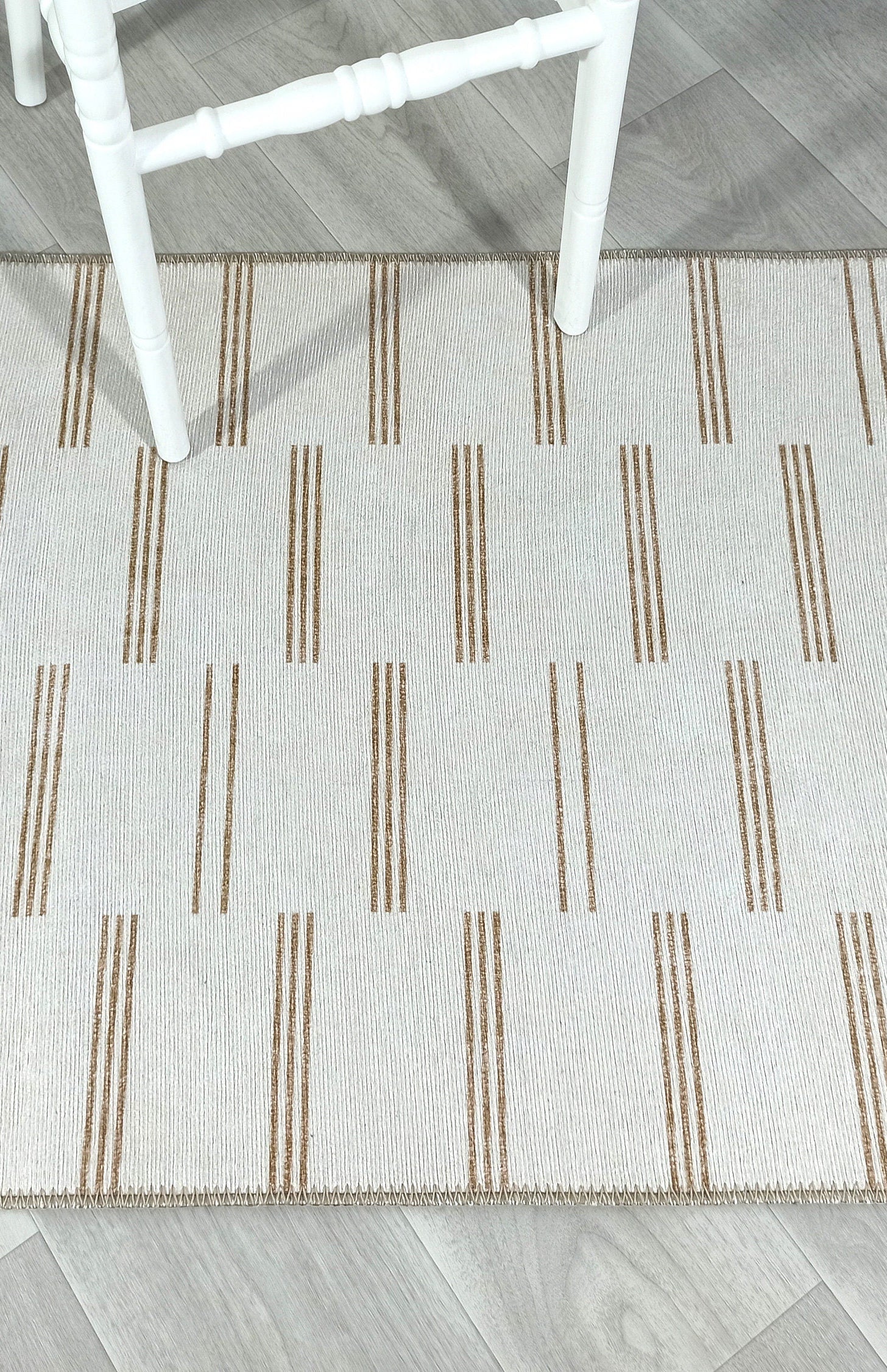 Ana Rug Turkish Neutral Striped Faded Beige Brown Rug