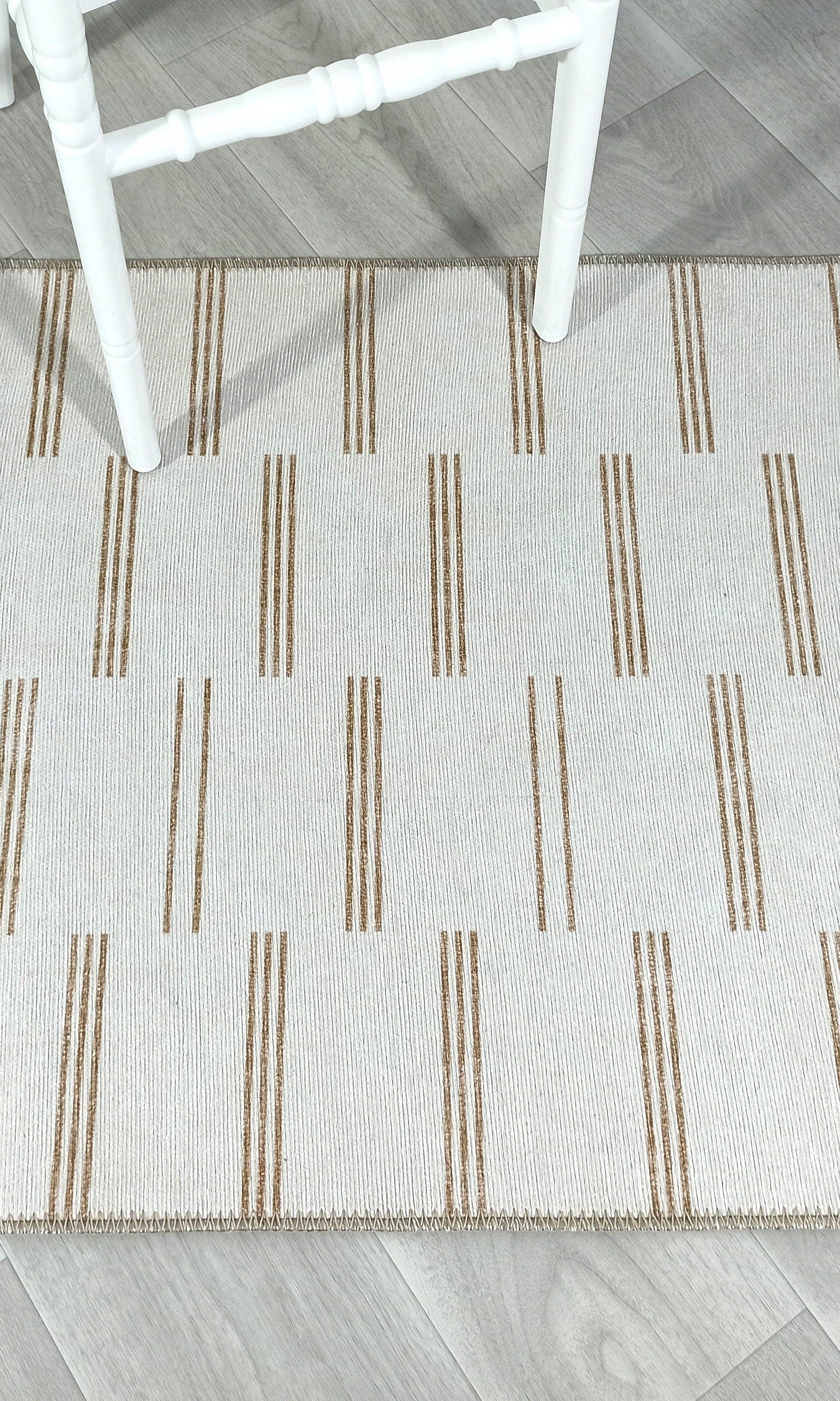 Ana Rug Turkish Neutral Striped Faded Beige Brown Rug