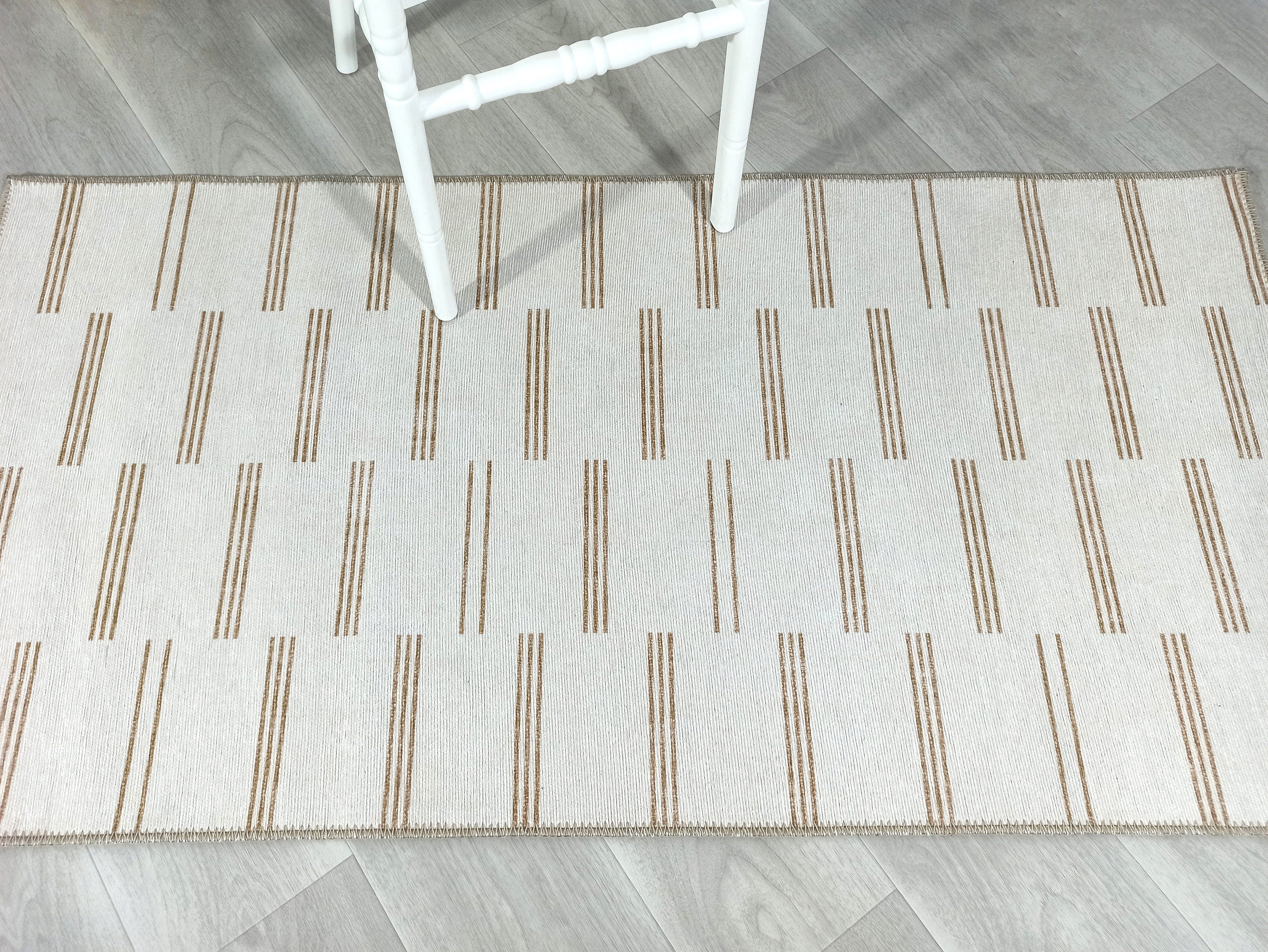 Ana Rug Turkish Neutral Striped Faded Beige Brown Rug