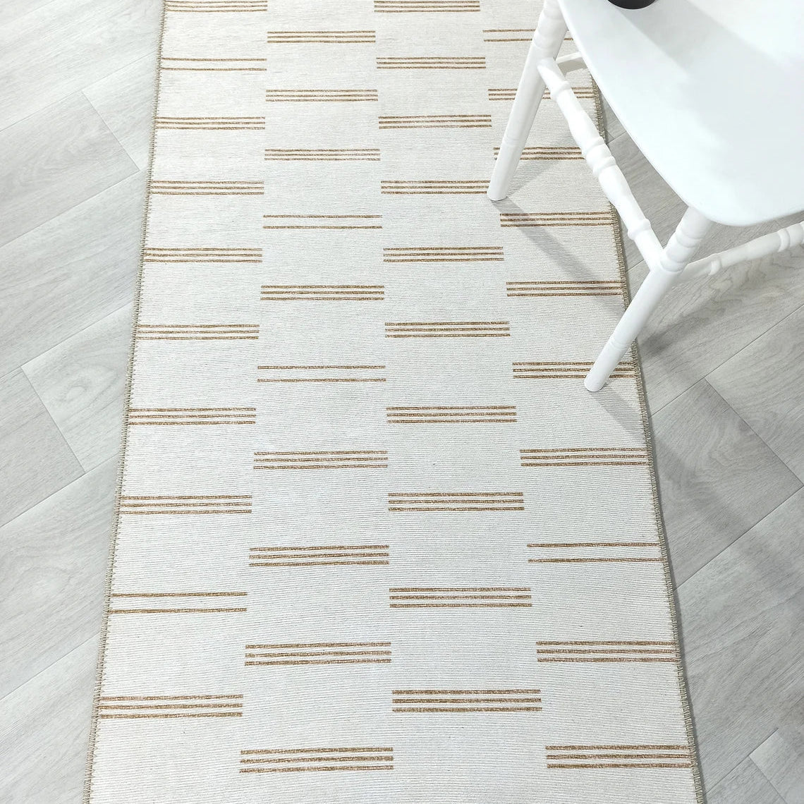 Ana Rug Turkish Neutral Striped Faded Beige Brown Rug