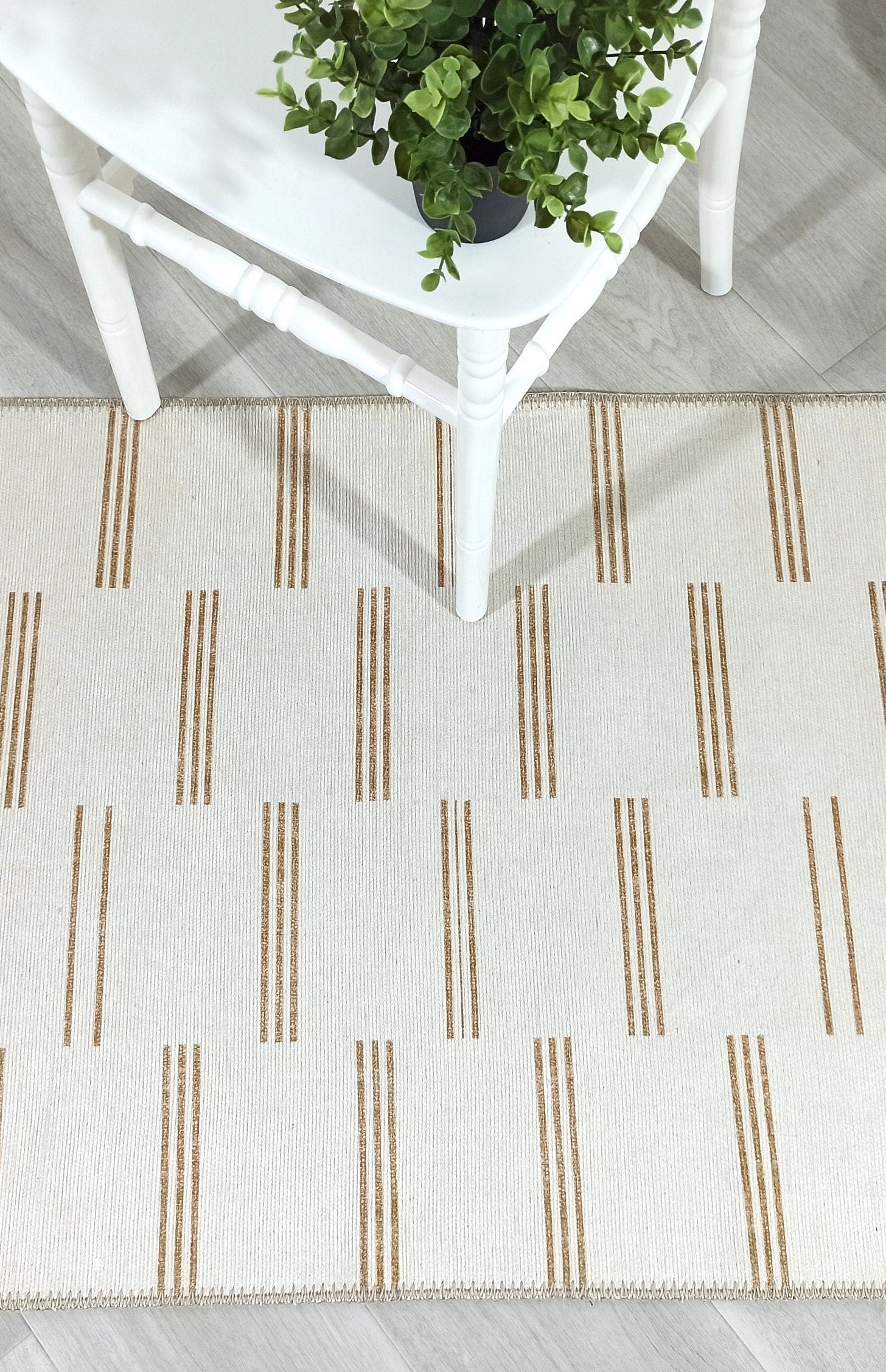 Ana Rug Turkish Neutral Striped Faded Beige Brown Rug