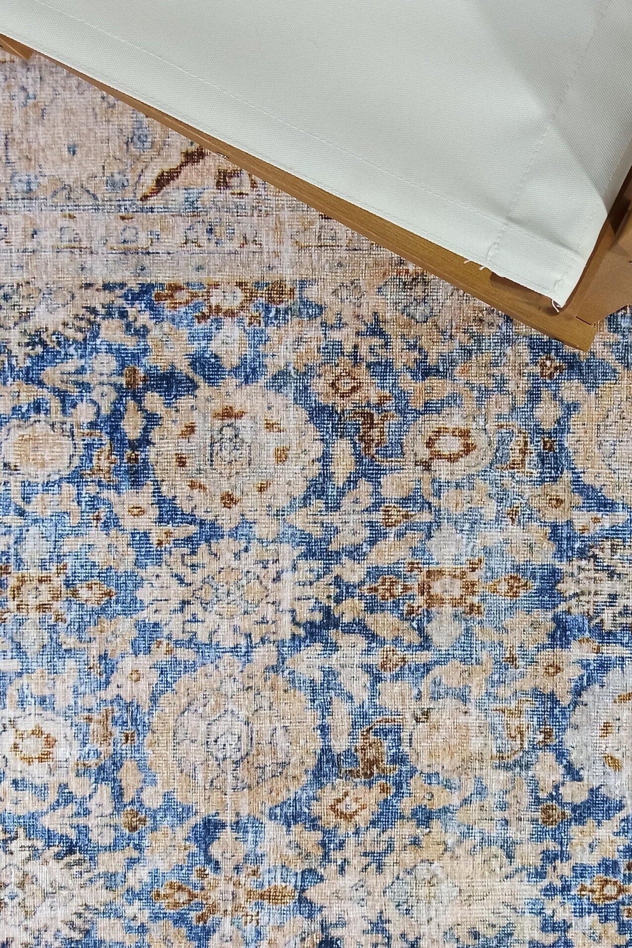 Anya Rug Turkish Neutral Beige Blue Oushak Rug