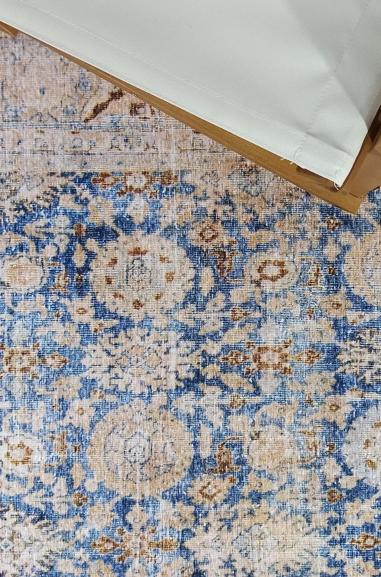 Anya Rug Turkish Neutral Beige Blue Oushak Rug